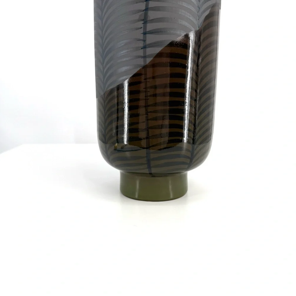 West Elm Green Carla Peters Modern Fern Leaf Glazed Vase NWT